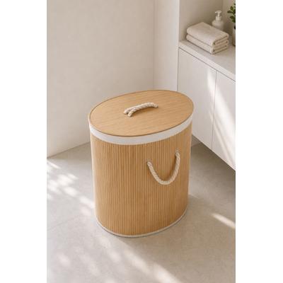 Bambu Oval Kirli Çamaşır Sepeti Katlanabilir Bambu Kirli Çamaşır Oyuncak Çok Amaçlı Sepet