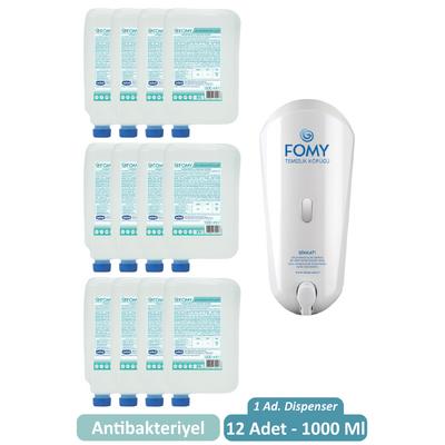 Fomy 1000ml Antibakteriyel Köpük Sabun Kartuş 12 Adet + Dispenser