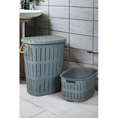 İronika 2'li Halatlı Kirli Çamaşır Sepeti Genel Amaçlı Organizer Sepet (2 li Set) Antrasit