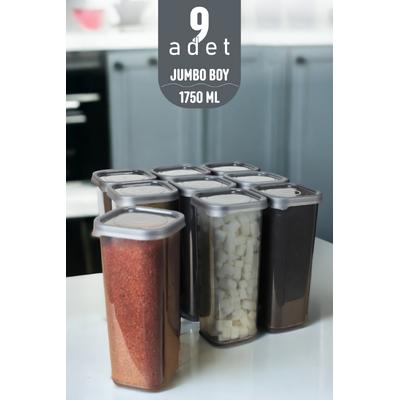 İronika Kapaklı Erzak Bakliyat Saklama Kabı Kare Saklama Kutusu Seti 9 Adet 1750 ml