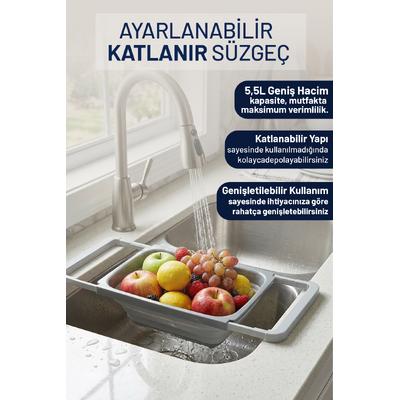 İronika Katlanır Akordiyon Ayarlanabilir Boylu Dikdörtgen Süzgeç