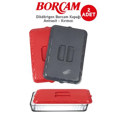 İronika Plastik Borcam Kapağı Dikdörtgen Antrasit Kırmızı 2 Adet