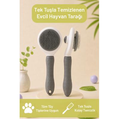 İronika Tuşlu Otomatik Temizlenen Kedi Köpek Tüy Toplayıcı Tarak Evcil Hayvan Fırçası Tarağı