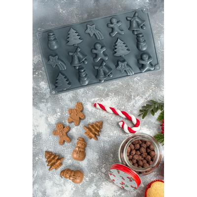 İronika Yılbaşı Temalı Çam Ağacı Kardan Adam Zil Christmas Silikon Çikolata Kalıbı