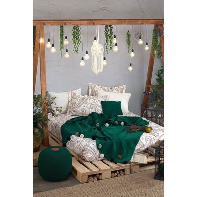 İyi Geceler İstanbul Boho Chic Çift Kişilik Battaniye Takımı Zümrüt Yeşil