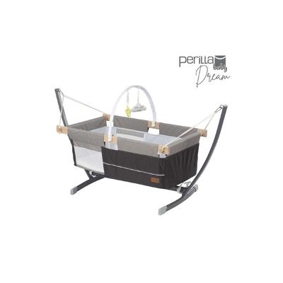 Perilla Dream Ahşap Kenarlı Cibinlikli Oyuncaklı Bebek Hamak Beşik Siyah