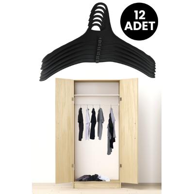 Perilla İç İçe Geçebilir Portatif Dolap İçi Düzenleyici Elbise Kıyafet Askısı Siyah 12 Adet