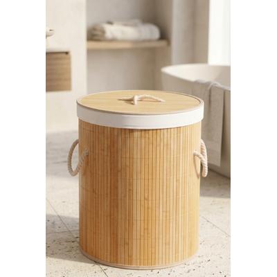 Bambu Yuvarlak Kirli Çamaşır Sepet Katlanabilir Bambu Kirli Çamaşır Oyuncak Çok Amaçlı Sepet
