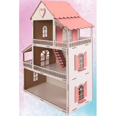 Evmarketi 60 Cm Ahşap Çoçuk Bebek Oyun Evi Beyaz