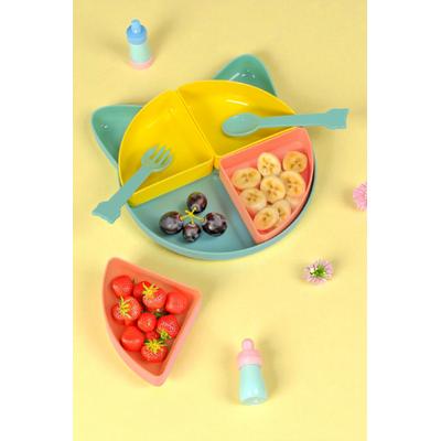 Gondol Kitty 7 Parça Kedicik Model Çocuk Bebek Çatal Kaşık Tabak Yemek Beslenme Seti Mama Tabağı - Sarı