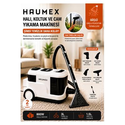 HCC-7500 Ekstra Pencere Temizleme Aparatlı Koltuk Halı Yıkama Ve Leke Çıkartma Makinesi Gücü 18 KPA