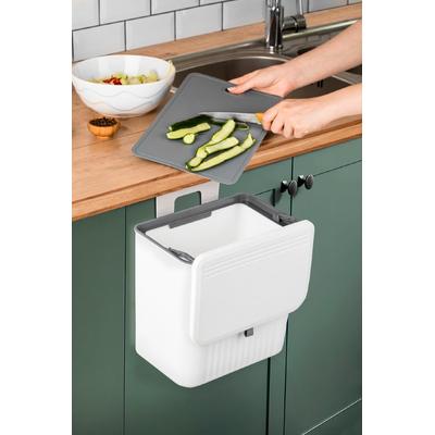 İronika 15 Lt Çift Yöne Açılabilen Kapaklı Dolap Askılı ve Tezgah Üstü Mutfak Banyo Lavabo Çöp Kovası -Beyaz