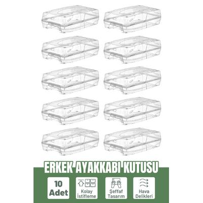 İronika 10 Adet Erkek Ayakkabı Kutusu Şeffaf Ayakkabı İstifleme Saklama Kutusu