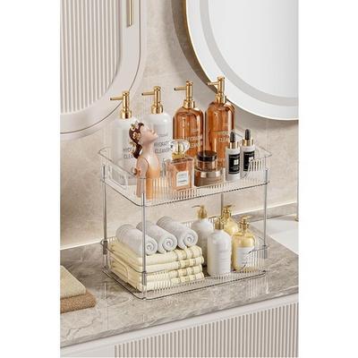İronika 2 Katlı Makyaj Organizeri Takı Parfüm Kozmetik Düzenleyici Çok Amaçlı Banyo Rafı