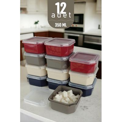 İronika 350 ml Klips Kapaklı Erzak Saklama Kabı Kahvaltılık Seti 12 Adet Renkli