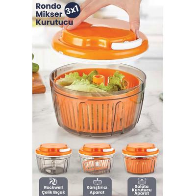 Urve 3 Fonksiyonlu İpli Karıştırıcı El Rondosu Doğrayıcı Salata Kurutucu Blender Seti