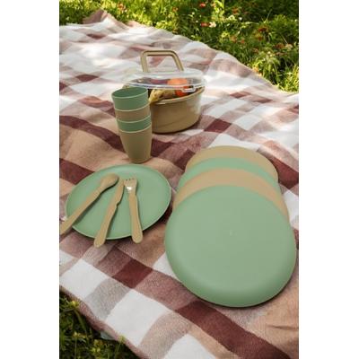 İronika 6 Kişilik 32 Parça Piknik Seti Plastik Çatal Bardak Kaşık Bıçak Yemek Kahvaltı Takımı Yeşil - Kahve