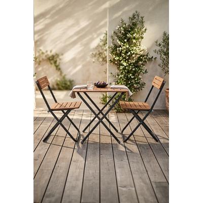 İronika Ahşap Bahçe Balkon Teras Mutfak 3'lü Bistro Masa Seti Katlanır Masa Sandalye Takımı