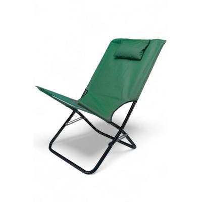 İronika Başlıklı Katlanabilir Metal Şezlong Bahçe Balkon Plaj Sandalyesi  - Yeşil