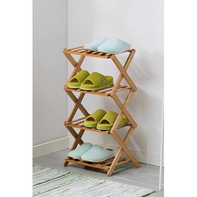 İronika Bambu 4 Katlı Ayakkabılık Çok Amaçlı Banyo Rafı Oyuncak Rafı Akordiyon Raf