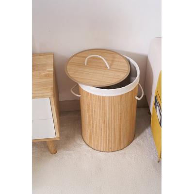 İronika Bambu Kirli Çamaşır Sepeti Halatlı Bambu Çamaşır Oyuncak Sepeti Yuvarlak