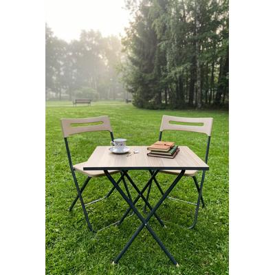 İronika Bahçe Balkon Teras Mutfak 3\'lü Bistro Set Katlanır Masa Sandalye Takımı Krem