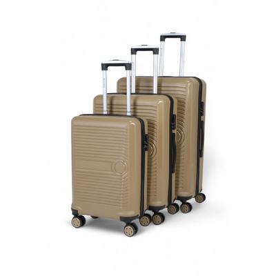 İronika Kırılmaz Polipropilen Kabin Orta Büyük Boy 4 Tekerlekli Valiz 3 lü Bavul Seti Gold