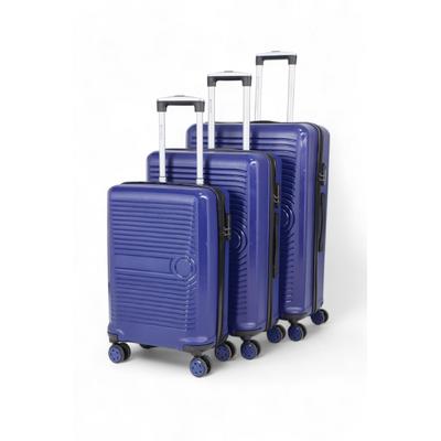 İronika Kırılmaz Polipropilen Kabin Orta Büyük Boy 4 Tekerlekli Valiz 3 lü Bavul Seti Mavi