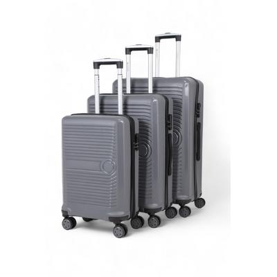 İronika Kırılmaz Polipropilen Kabin Orta Büyük Boy 4 Tekerlekli Valiz 3 lü Bavul Seti Nadro Gri