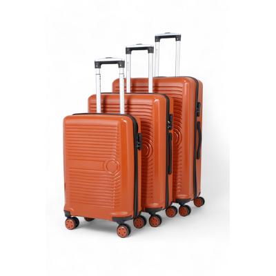 İronika Kırılmaz Polipropilen Kabin Orta Büyük Boy 4 Tekerlekli Valiz 3 lü Bavul Seti Kiremit
