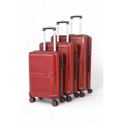 İronika Kırılmaz Polipropilen Kabin Orta Büyük Boy 4 Tekerlekli Valiz 3 lü Bavul Seti Bordo