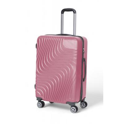 İronika Dayanıklı Gövdeli Orta Boy 4 Tekerlekli Valiz Orta Boy Bavul Çizgili Pembe