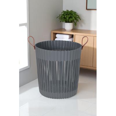 İronika Flex Banyo Çamaşır Kirli Sepeti Deri Görünüm Kulplu Lüx Banyo Mutfak Organizeri Düzenleyici Antrasit