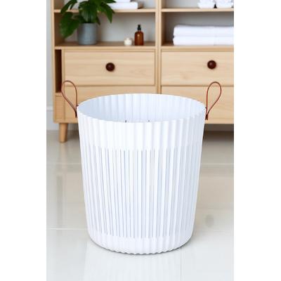 İronika Flex Banyo Çamaşır Kirli Sepeti Deri Görünüm Kulplu Lüx Banyo Mutfak Organizeri Düzenleyici Beyaz