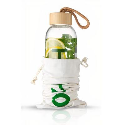 İronika H2O Borosilikat Cam Matara Bambu Vakum Kapaklı Su Şişesi Suluk 600 ML