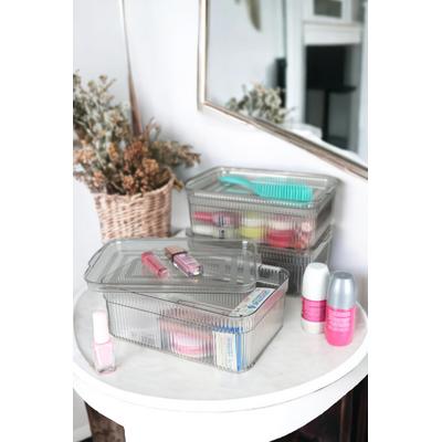 İronika Kapaklı Çok Amaçlı Makyaj ve Kozmetik Düzenleyici Organizer 3'lü Antrasit