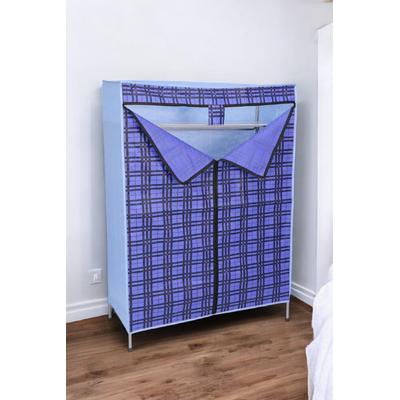 İronika Kalın Metal Borulu İskeletli Bez Gardrop Portatif Demonte Elbise Dolabı Bez Dolap Mavi