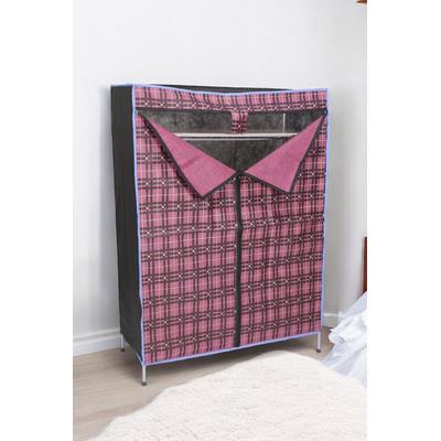 İronika Kalın Metal Borulu İskeletli Bez Gardrop Portatif Demonte Elbise Dolabı Bez Dolap Bordo