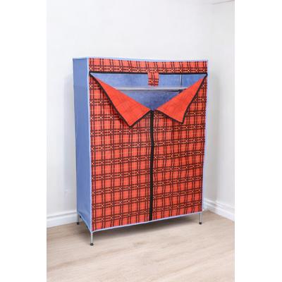 İronika Kalın Metal Borulu İskeletli Bez Gardrop Portatif Demonte Elbise Dolabı Bez Dolap Kırmızı