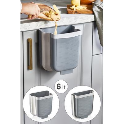 İronika Katlanır Akordiyon Asılabilir Çöp Kovası Tezgah Askılı Çöp 6 Lt