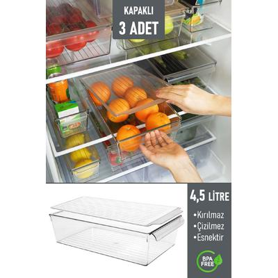 İronika Kapaklı Buzdolabı Düzenleyici Meyve Sebze Saklama Kabı Organizer 4,5 Litre x 3 Adet