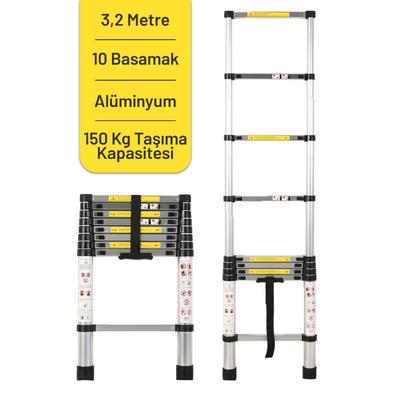 İronika Kolay Taşınabilir Alüminyum Katlanır Teleskopik Merdiven 3,2 Metre 10 Basamak