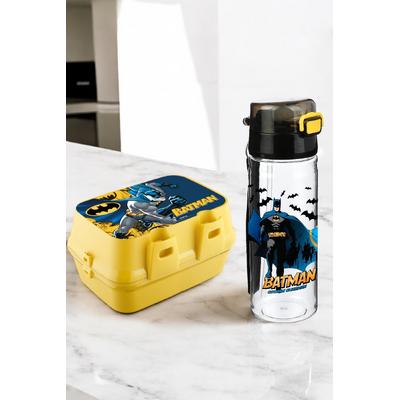 İronika Lisanslı Batman 4 Bölmeli Kaşık Çatallı Beslenme Kutusu Kabı-Pipetli Sızdırmaz Suluk Set