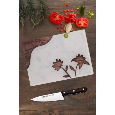 İronika Mermer - Ahşap Görünümlü Temperli Cam Kesme Panosu Sunum Servis Tabağı Cam Kesme Tahtası Tablası 35x25cm