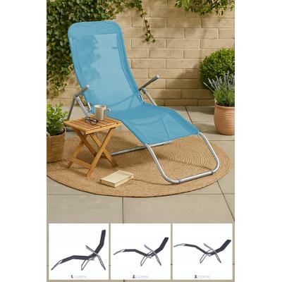 İronika Metal Gövdeli Katlanabilir Fileli Pozisyonlu Şezlong Plaj Sandalyesi Turkuaz