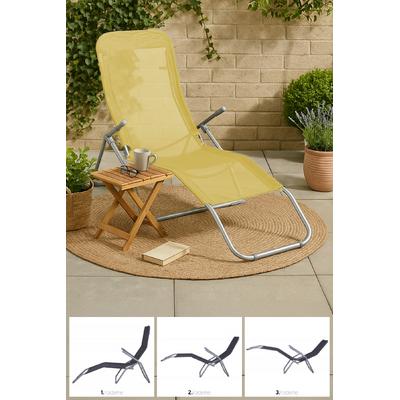 İronika Metal Gövdeli Katlanabilir Fileli Pozisyonlu Şezlong Plaj Sandalyesi Sarı