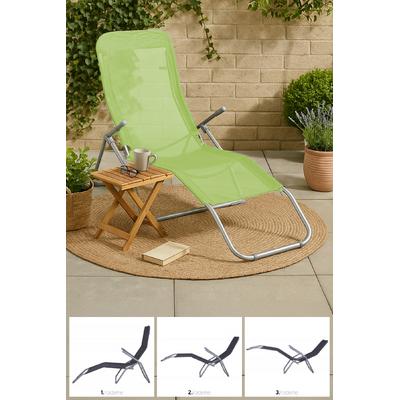 İronika Metal Gövdeli Katlanabilir Fileli Pozisyonlu Şezlong Plaj Sandalyesi Yeşil