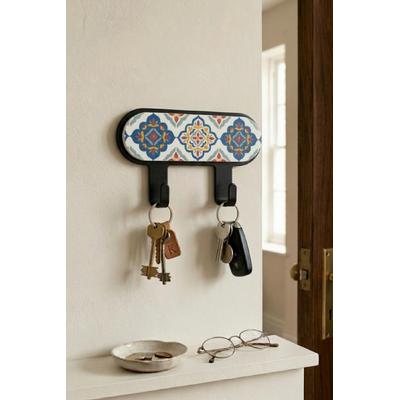 İronika Metal 2 Kancalı Yapışkanlı Desenli Anahtarlık Banyo Mutfak Havlu Askısı Siyah