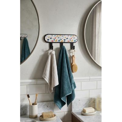 İronika Metal 3 Kancalı Yapışkanlı Desenli Anahtarlık Banyo Mutfak Havlu Askısı Siyah