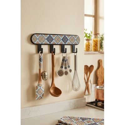 İronika Metal 3 Kancalı Yapışkanlı Desenli Anahtarlık Banyo Mutfak Havlu Askısı Siyah